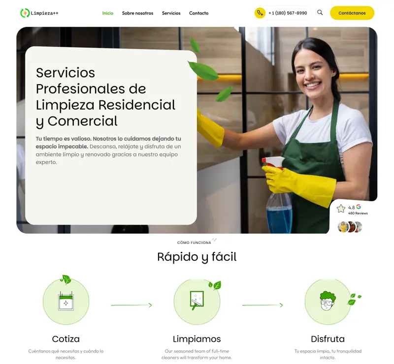 página web para ofrecer servicios de limpieza en wordpress