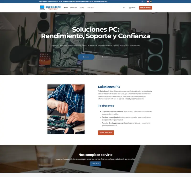 página web de mantenimiento con tienda virtual en wordpress